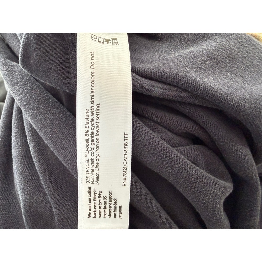 Eileen Fisher Navy Blue Tencel Lyocell V-Neck Shift Dress with Pockets Large - Picture 7 of 10